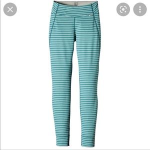 Patagonia Turquoise Striped Capilene 3 Midweight Pants